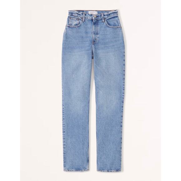Abercrombie & Fitch Light Wash The 90s Slim Straight Ultra High Rise Jeans - Picture 1 of 6